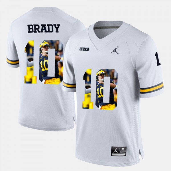 University of Michigan #10 For Men Tom Brady Jersey White College Player Pictorial
